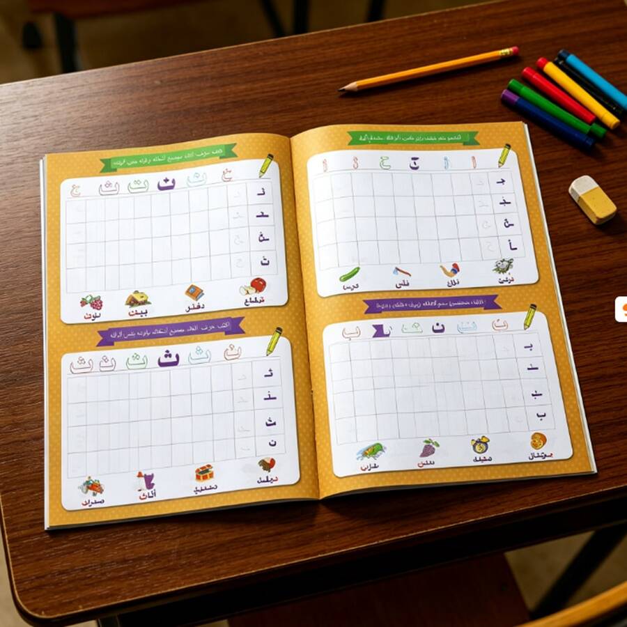 Buku Latihan Menulis Huruf Arab untuk Anak-Anak, Buku Latihan Menulis Alfabet Arab Kaligrafi, Materi Pembelajaran Pendidikan Dini, Buku Kerja, Prasekolah, Buku Kerja Aktivitas Menulis Tangan untuk Kelas TK, Balita Laki-laki dan Perempuan Usia 3-8 Tahun - 1 buku PC (Merah) - View 1