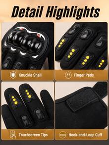 Motorcycle Riding Gloves With Protective Knuckle Shell, Long Finger Touchscreen Compatible, Breathable Fabric, Non-Slip Grip, Unisex Sports Riding Gear, Flexible Fit Motorcycle Accessories, Suitable For Riding, Racing, Outdoor Cycling - Multicolor - View 8