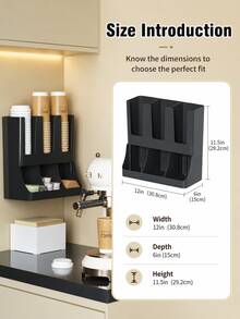 Multifunctional Coffee Cup Storage Rack, Suitable For 8-22oz Cups And Espresso Coffee Capsules, Integrated Straw And Utensil Holder, Dual-Use Straw And Napkin Rack, Countertop Organizer, Suitable For Kitchen, Office, Coffee Bar Space Design, Countertop/Wall-Mounted, Tea And Spice Storage, Coffee Bar Storage Rack, Suitable For Office, Breakroom, Home Kitchen - Multicolor - View 9