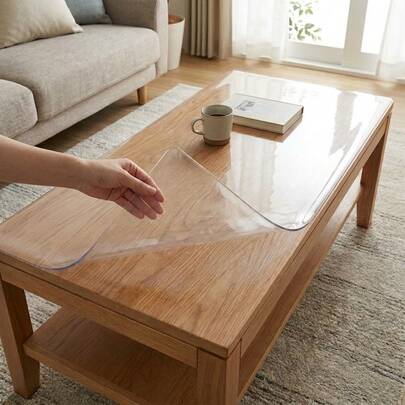 1pc 0.25Mm PVC High-End Transparent Table Mat Transparent Tablecloth Table Mat Protective Film 65 Degree Beveled Edge Deburring And Heat Resistant Soft And Smooth Thickened Desktop Protector Suitable For Home Hotel Dining Table Tablecloth Tea Table