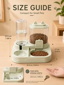 Compact 2-In-1 Gravity Pet Feeder And Water Dispenser, Suitable For Cats And Small Dogs; Features Separated Dual Bowl Design To Keep Food And Water Apart, Detachable And Washable Feeding Station, Perfect For Daily Indoor Use, 2026 New Model - Large Capacity - View 7