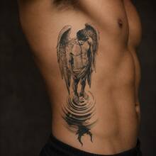 1pc Waterproof Anti-Rub PVC Realistic Angel & Demon Tattoo Sticker, Suitable For Daily Wear - Grey - View 3