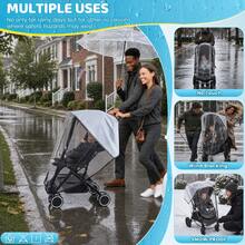 1pc Baby Stroller Rain Cover, Universal Transparent Breathable Waterproof Windproof Dustproof Stroller Accessory, Zipper Design, Suitable For Universal Umbrella Stroller Travel Weather Protection Cover - Clear - View 5