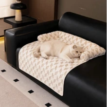 1pc Herringbone Jacquard Pet Sofa Cushion Pad, Non-Slip Scratch-Resistant Sofa Protector, Multi-Scene Cat Dog Sleeping Mat, Universal For Car, Indoor, Outdoor, Sofa Cover - Khaki - View 6