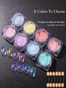 Ice Skin Powder New High Gloss Powder Ice Transparent Popular Whitening Magic Mirror Powder Aurora Multi Color Nail Powder - Multicolor - View 7