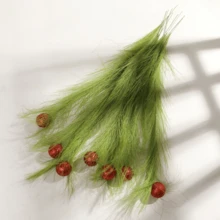 Panini Semprotan Bulu Buatan Warna Hijau Natal dengan Bola Dekoratif Berkilau Merah Muda, Rumput Tiruan untuk Pohon Natal, Vas, Dekorasi Rumah Liburan - Satu ukuran cocok untuk semua. - View 3