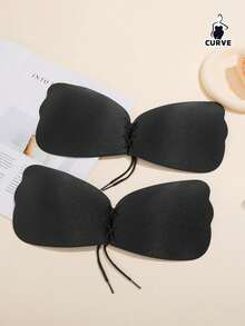 1/2pcs Plus Size Invisible Push-Up Bra, Strapless Backless Self-Adhesive Side Wing Design, Drawstring Deep V Push-Up Effect - Multicolor - View 25