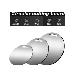 CINEYO 1PC 2026 Circular Kitchen Cutting Board, Pure Titanium Kitchen Knife Board, Cutting Board, Essential Kitchen Item, Kitchen Accessories, Silver-Gloss Surface, Suitable For Meat, Vegetables And Fruits, Home Kitchen, Camping In The Wilderness - Silver - View 7