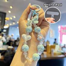 Sweet Bow & Heart Beaded Phone Chain, Multi-Color Dreamy Transparent Bead Wrist Strap, Detachable Phone Charm, Suitable For Phone Case & Bag Decoration, Sold Individually - Multicolor - View 18