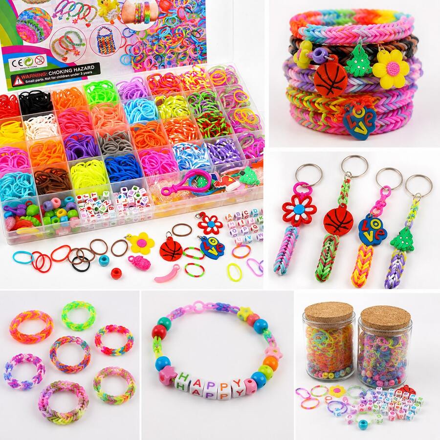 40-Piece Colorful Elastic Ribbon Set, DIY Bracelet Making Materials, Stretchable Rubber Bands For Handmade Jewelry, Friendship Bracelets, Creative Craft Projects And Christmas Gifts - 40 Slots - View 1