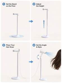 Floor Standing Hair Dryer Holder, Adjustable Height And Angle Hands-Free Blow Dryer Support Stand, Home Vertical Hands-Free Hair Styling Storage Rack, Hair Styling Assistant Tool, Suitable As Birthday, Halloween, Thanksgiving, Christmas Gift - Multicolor - View 7