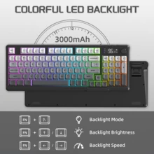 ATTACK SHARK M96 無線電競鍵盤，旋鈕控制 藍牙/2.4G 無線，機械手感，RGB LED 背光附顯示螢幕，PBT 鍵帽，3000mAh，美式佈局，相容 Win - 彩色 - 查看 6