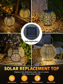 POSE UP 2/4pcs Solar Light Replacement Covers, Outdoor Solar Lantern Spare Parts, Durable Waterproof Light Shell, Top 8cm/3.15in, Bottom 7cm/2.76in, Easy Install Replacement Lamp Shade, Suitable For Solar Garden Lights, Hanging Lights And Solar Panel Boxes - Warm Light - View 3