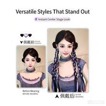 Pair Of Purple Highlighted Ponytail Boxing Braids, Dopamine Concert Style Braided Hair, Dreadlocks Hair Ties Hair Accessories - Violet Purple - View 5