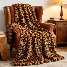 1PC Vintage Leopard Print Plush Blanket Home Sofa Decor Throw Blanket Bedroom Living Room Leisure Nap Blanket - Multicolor - View 1