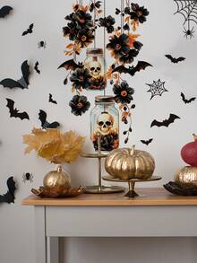 Miếng dán tường treo Halloween phong cách Gothic, họa tiết hoa tối màu, đầu lâu, hũ thủy tinh, hoa hồng, quả thông, bí ngô, dơi, nhện, tự dính, có thể tháo rời, chống nước, chất liệu PVC, dùng trang trí lối vào, phòng khách, cửa, cửa sổ, không khí tiệc tùng - Hình dán tường - Xem 4