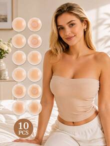 2/10/20pcs Silicone Adhesive Nipple Covers, Compact And Portable, Suitable For Travel, Beach, Dress, Tank Top And Bikini - Multi-color - View 1