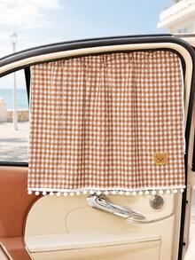 Universal Plaid Pattern Car Privacy Divider Curtain, Front And Rear Seat Divider Sunshade, Adjustable Blackout Screen, Suitable For SUV, Sedan, MPV, Car Sunshade, Anti-UV Window Curtain, Car Accessories, Car Decoration, Car Interior Accessories - A - View 17