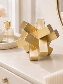 Dekorasi Patung Resin Geometris Emas, Ornamen Meja Blok Terjalin Abstrak Modern untuk Ruang Tamu, Meja Kopi, Bufet, Lorong, Kamar Tidur, Meja Pajangan Estetik Rumah, Dekorasi Seni Kerajinan, Hadiah. - 1PC - View 6