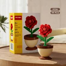 Mini Flower Pot Building Block Set - Rose, Sunflower, Succulent And Bell Flower Vase Construction Toy, ABS Micro Building Blocks Plant Theme Desktop Decoration, Valentine's Day, Mother's Day, Birthday And Christmas Gift - Multicolor - View 6