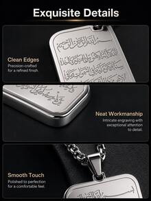 Middle Eastern Style Islamic Religious Pendant Necklace, Unisex, Stainless Steel Material, Arabic Lettering Pendant, Perfect Gift For Eid And Ramadan Festivals - A - View 6