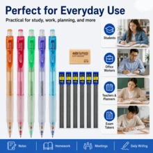 Bộ bút chì cơ lắc, bút chì màu ngẫu nhiên, tùy chọn 0.5mm/0.7mm, ngòi 60mm, bút chì tự động tay cầm mềm cho học sinh, trường học, văn phòng, ghi chép & vẽ - Nhiều kiểu dáng - Xem 9