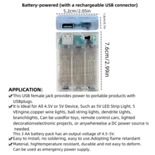Kotak Baterai Konverter Daya Baterai ke USB, Tempat Baterai 3 AA dengan Port USB Female, Tempat Baterai Transparan, Cocok untuk Baterai 4.5V, Dapat Digunakan untuk Lampu Hias LED, Lampu Tirai, Lampu Neon, dll., Kompatibel dengan Colokan USB, Dilengkapi Tutup dan Saklar - Putih - View 14