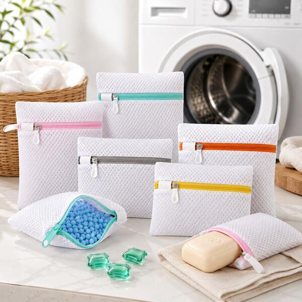 1/3/5pcs Mini Laundry Bag Set For Washing Machine, Polyester Mesh Material, With Secure Zipper Closure, Transparent Design, Suitable For Laundry Beads, Fragrance Beads, Magnesium Ion Soak Bags And Salad Ingredients, , Convenient Storage