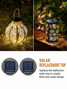 POSE UP 2/4pcs Solar Light Replacement Covers, Outdoor Solar Lantern Spare Parts, Durable Waterproof Light Shell, Top 8cm/3.15in, Bottom 7cm/2.76in, Easy Install Replacement Lamp Shade, Suitable For Solar Garden Lights, Hanging Lights And Solar Panel Boxes - Warm Light - View 6