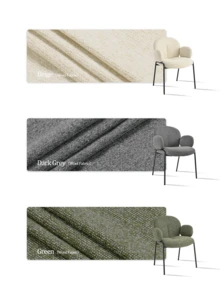 Goeurvant Modern Cloud-Style Wool-Linen Upholstered Dining Chairs With Rounded Arms And Wide-Back Support For Dining Room, Living Room, Office-Set Of 2/4/6 - Grey Textured Fabric - View 10