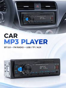 12V Car MP3 Player With Bluetooth Hands-Free, FM Radio, Colorful Lights, Suitable For Car Center Console Upgrade - A - View 11