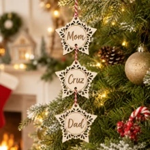Custom Wooden Snowflake Name Ornament, Personalized Christmas Tree Hanging Decor, Rustic Winter Holiday Style, Customized 1-6 Names Wall Decoration, Customizable Family Name Ornament, Festive Christmas Home Decor, Holiday Keepsake Gift 2026 - Style a - View 5