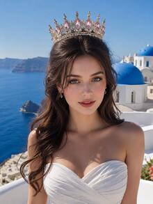 Sparkling Clear Crystal Full Crown, High-Quality Silver Tone Bridal Tiara For Special Occasions - Multicolor - View 5