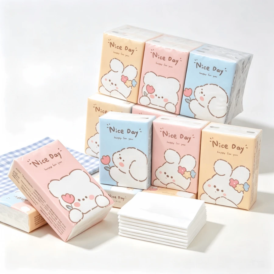 1/2/4/6/9/18/36 Packs Of Cartoon Patterned Handkerchief Tissues, Cute Animal Patterns, Portable Small Package Tissues, Handkerchief Tissues And Student Pocket Tissues, Essential Items For Returning To School, Daily Cleaning Tissues, Travel Set - Multicolor - View 1