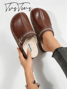 Women's Shoes: New Boken Ultra-Light Chunky Heel Loafers - Casual, Retro, Forest Style, Punk Style, Suitable For Dating, Vacation Essential - Brown - View 3