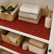 Cuttable Wrapping Paper, Vintage Christmas Red Base Golden Line Gift Sock Snowflake Print 16.93inch*196.85inch, Multifunctional For Drawer Liner, Cabinet Mat, Shoe Cabinet Mat, Kitchen Decoration, Gift Wrapping - Redwood - View 6