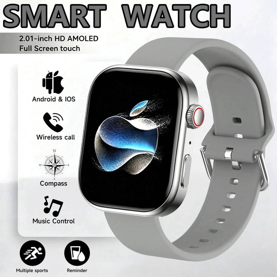 2026 Silicone Strap Men's Sports Smart Watch, 2.02-Inch HD Screen, Make/Receive Calls, Step Counter, Calorie Tracking, Multiple Sports Modes, Incoming Call & Message Notifications, Multi-Function Smart Watch, Full Screen Touch, Compatible With Android/Phone, Exquisite Gift