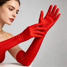 Multi-Color Long Elastic Evening Gloves For Women, Vintage Party, Gala, Ball, Photography, Decorative Arm Sleeves, Performance, Sun Protection Arm Covers, Gift - Multicolor - View 11