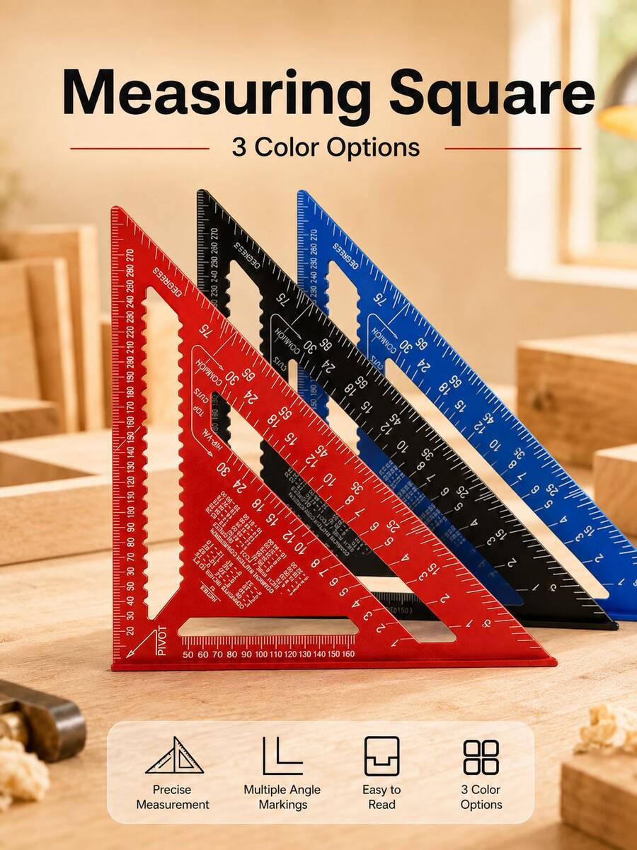 Modern Aluminum Alloy Triangle Multi-Angle Right Angle Ruler, With Clear Metric/Imperial Angle Markings, 3 Colors Available, Woodworking, Carpentry, DIY Projects, Home Workshop, Garage Crafts, Father's Gift, All-Season Tool Set - Multicolor - View 1