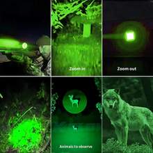 Green LED Flashlight Zoomable High Power Torch, Aluminum Alloy Handheld Light, USB Rechargeable Portable Flashlight, Alonefire For Hunting, Camping, Hiking, Fishing, Outdoor Emergency - Multicolor - View 12