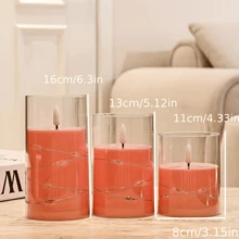 Flameless Pillar LED Candle, 1pc Pink Electronic Candle Set With Realistic Flickering Flame, Suitable For Party, Wedding And Home Decor (Batteries Not Included) - Pink Fairy Light Candle - View 3