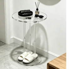 Minimalist Transparent Side Table, Coffee Table Designed For Ultra-Small Spaces. Made Of Acrylic Material, Giving A Relaxed And Natural Feeling, Suitable For Living Room, Bedroom, Balcony And Other Multiple Scenes. Easily Blends Into Nordic Modern Style. - Transparent - View 5