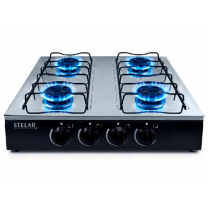 Fogão Cooktop Stelar 4 Bocas Portátil De Mesa A Gás Inox Mônaco Acendimento Manual
