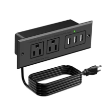Embedded Power Strip With 2 AC Outlets, 3 USB-A Ports (5V 2.1A), 1.5m Extension Cord, LED Indicator Light, Multi-Scenario Desktop Charging Station, Suitable For Home, Office, Dorm, Bedside, Kitchen Countertop - US B Type Plug(110-127V) - View 7