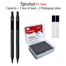 Metal Low Centre Of Gravity Automatic Pencil Set (0.5/0.7mm), Black 2B Graphite Leads, Suitable For Sketching, Artistic Drawing, School And Office Writing Includes 2 Pencils + 1 Box Of Leads + 2 Packaging Tubes Fine Writing Instruments - Multiple Styles - View 13