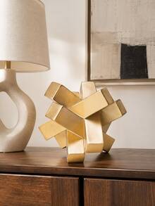 Dekorasi Patung Resin Geometris Emas, Ornamen Meja Blok Terjalin Abstrak Modern untuk Ruang Tamu, Meja Kopi, Bufet, Lorong, Kamar Tidur, Meja Pajangan Estetik Rumah, Dekorasi Seni Kerajinan, Hadiah. - 1PC - View 1