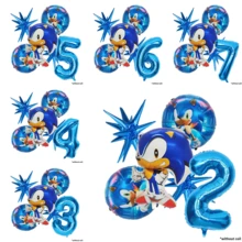 Sonic مجموعة واحدة من ألعاب القنفذ الأزرق السريع الخارقة مع نجمة انفجارية بأسلوب لطيف، أرقام من 1 إلى 9، تشمل مجموعة زرقاء، قماش خلفية نقابة القنفذ الأزرق السريع، مناسبة لحفلات عيد الطفل وألعاب الأطفال وديكورات أعياد الميلاد والتجمعات العائلية - مشاهدة 1