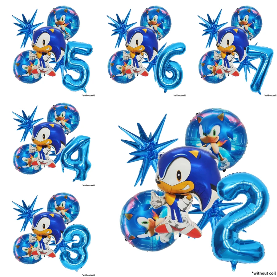 Sonic مجموعة واحدة من ألعاب القنفذ الأزرق السريع الخارقة مع نجمة انفجارية بأسلوب لطيف، أرقام من 1 إلى 9، تشمل مجموعة زرقاء، قماش خلفية نقابة القنفذ الأزرق السريع، مناسبة لحفلات عيد الطفل وألعاب الأطفال وديكورات أعياد الميلاد والتجمعات العائلية - مشاهدة 1