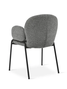 Goeurvant Modern Cloud-Style Wool-Linen Upholstered Dining Chairs With Rounded Arms And Wide-Back Support For Dining Room, Living Room, Office-Set Of 2/4/6 - Grey Textured Fabric - View 8