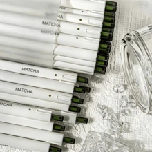 5/10pcs White Minimalist Retractable Neutral Pens, Black 0.5MM Smooth Quick-Dry Tip, For Practice, Note-Taking, Office Writing, Signing, Stationery - Multiple Items - View 4